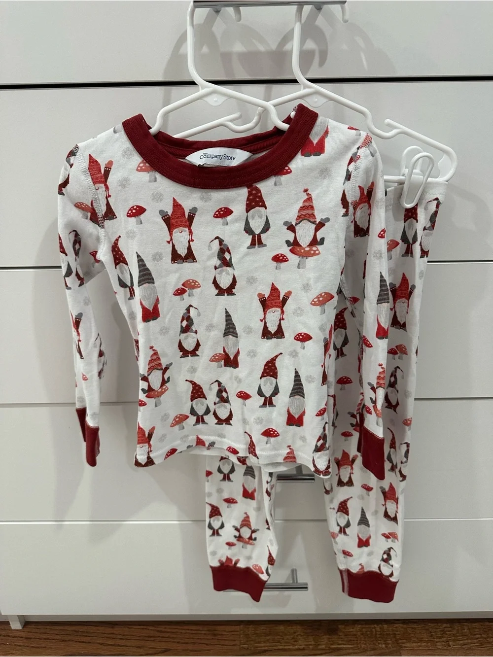 Children's Red Gnome Print Pajama Set - Size 5